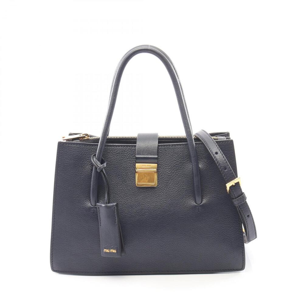 Miu Miu Madras Handbag leather Navy Blue